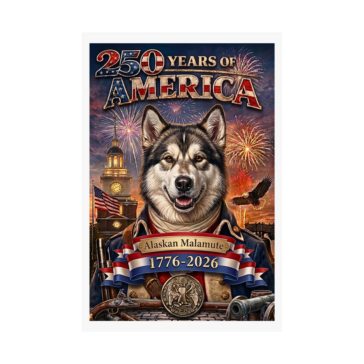 Patriotic ALASKAN MALAMUTE K9 | Matte Finish Poster