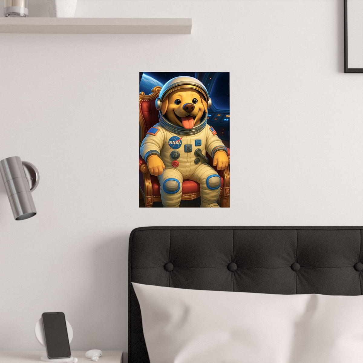 Art Print, ASTRONAUT LABRADOR RETRIEVER Cartoon, Unique Wall Décor, Dog Lover Gift, Fun Home Decoration, Pet Birthday Gift, Animal Poster