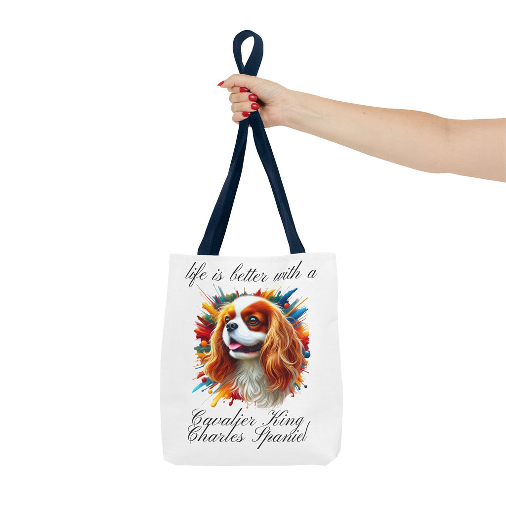 CAVALIER KING CHARLES Spaniel "life is better with a" Tote Bag Polyester Bag Travel Shopping Bag Travel Tote Grocery Bag Gift Idea