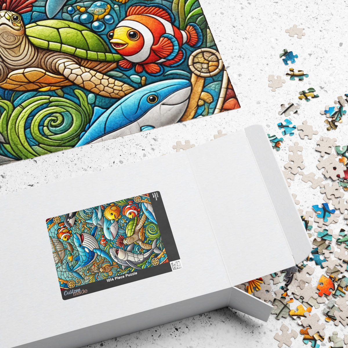 Majestic Sea Animals | Faux Stained-Glass Jigsaw Puzzle (110, 252, 520-piece)