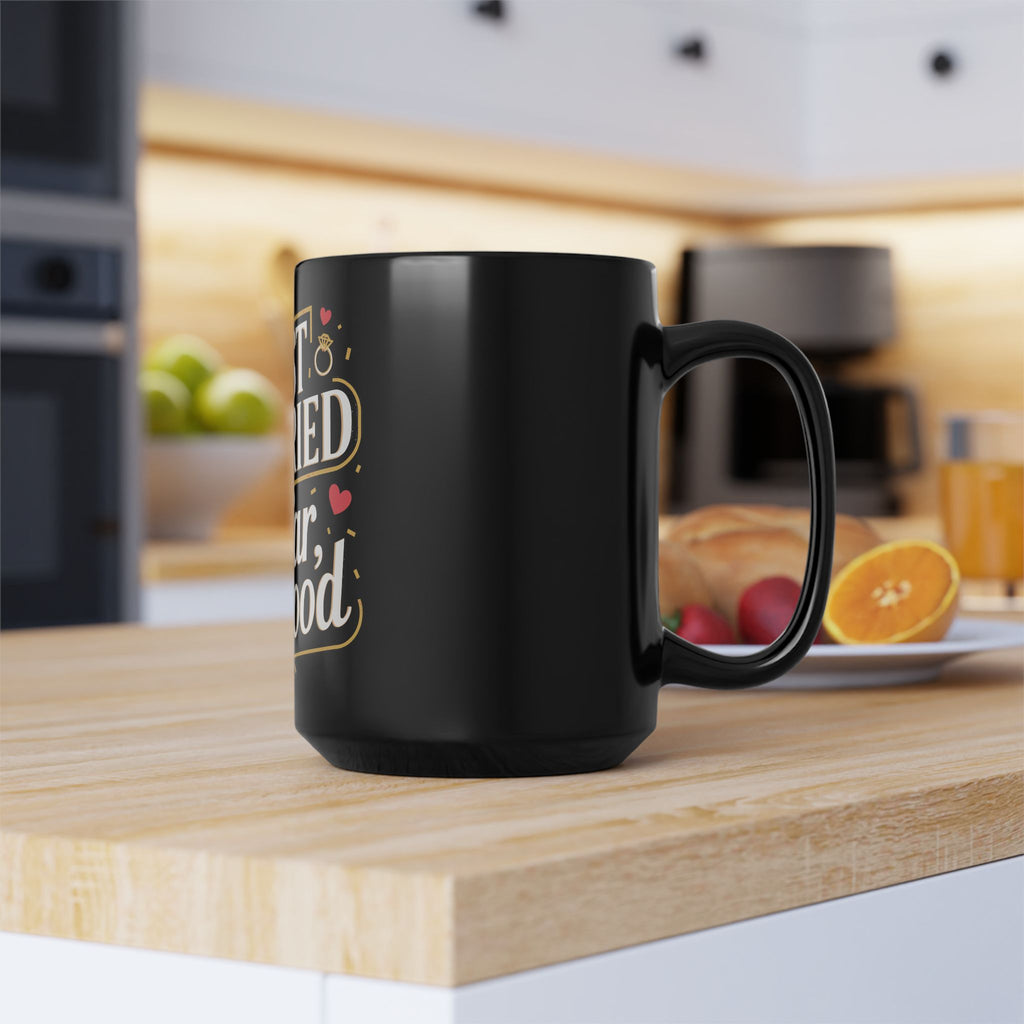 "Just Married so far so good" | Black Ceramic Mug | Gift for Newlyweds | (11oz, 15oz sizes)