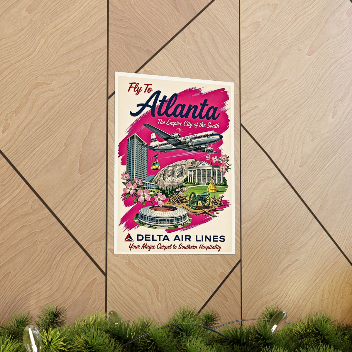 Retro Atlanta, Empire City of the South | Matte Vertical Poster | Vintage Delta Air Lines Travel Print | 1960s Southern Hospitality Decor