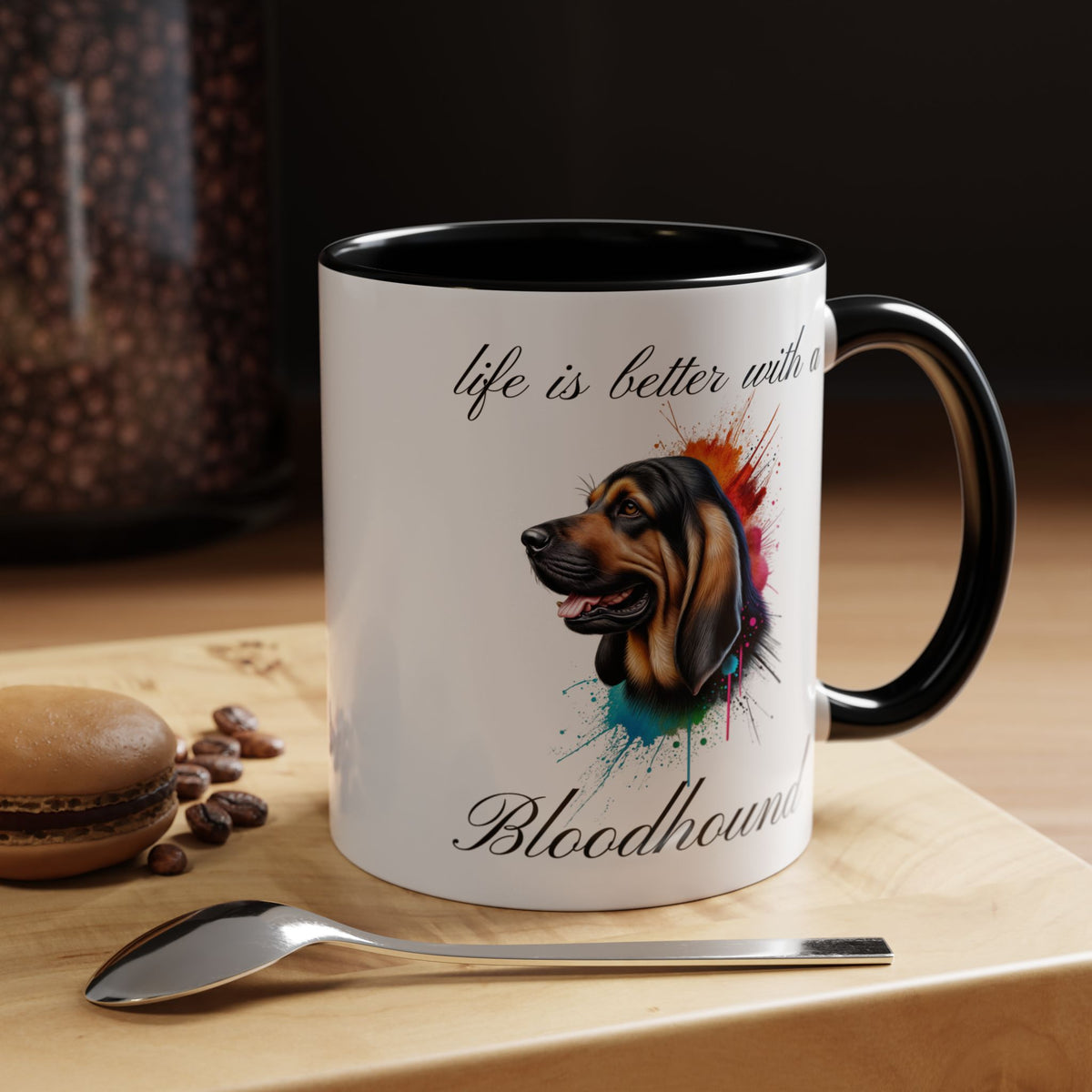 BLOODHOUND COFFEE MUG "life is better with a Bloodhound" coffee mug, Accent Coffee Mug, 5 Colors, 11, 15ozAccent Coffee Mug (11, 15oz)