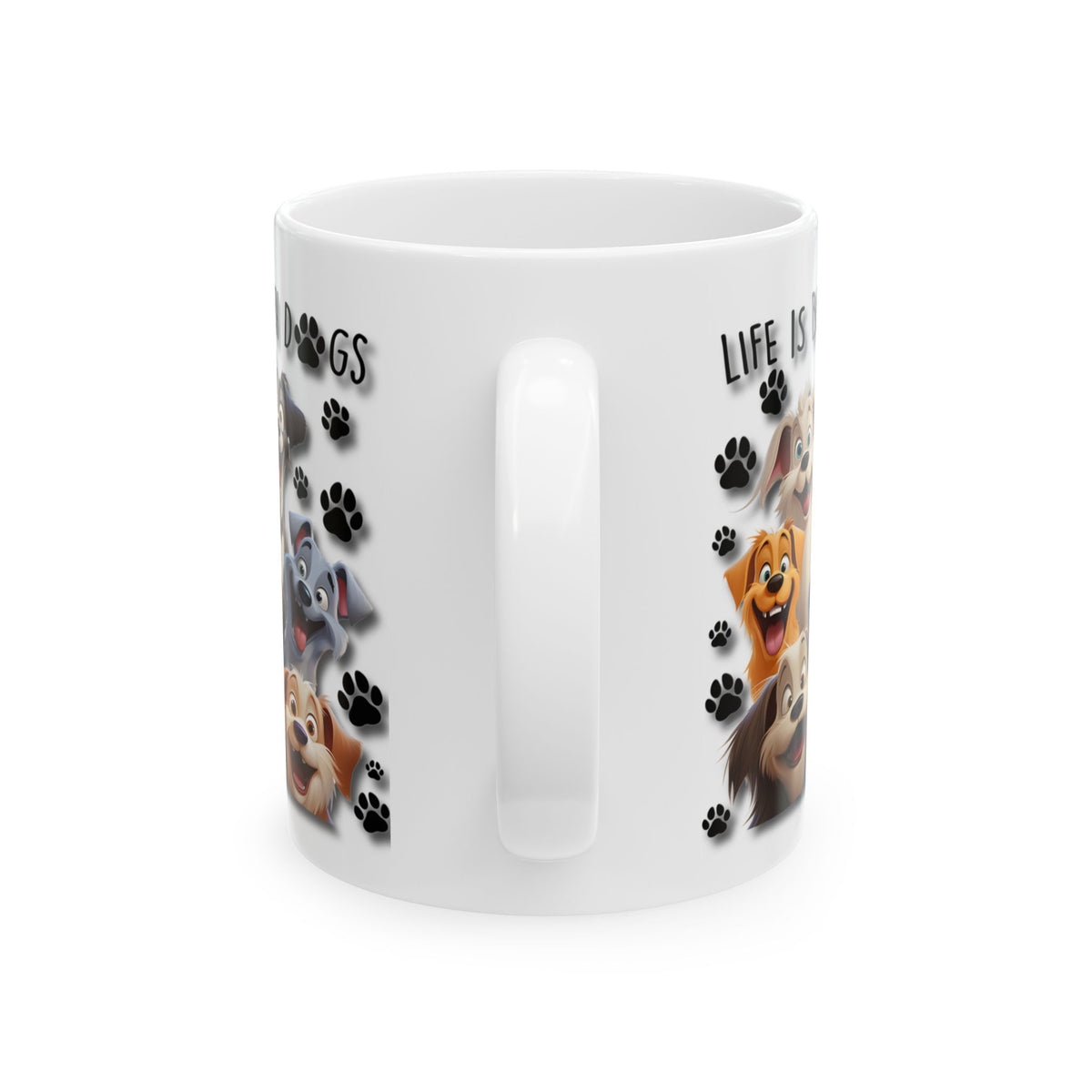 CARTOON "Life Is Better With Dogs", Ceramic Coffee Mug, Perfect Gift for Cartoon DOG LOVERS, 11 oz & 15 oz