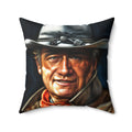 Soft Spun Polyester Square Pillow - John Wayne - Stylish Decorative Accent Cushion for Sofa, Bed, and Home Decor - Durable and Comfortable