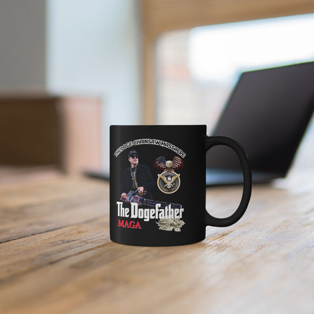 Black Mug (11oz, 15oz) - The Dogefather 'The DOGE CHAINSAW MASSACRE' | Gift For Family, Friends, & Office, Funny Coffee Cup, Novelty Tea