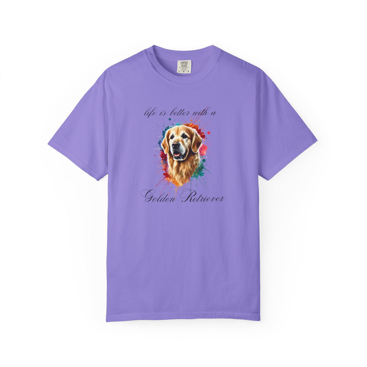 "Life is Better with a Golden Retriever" Watercolor Graphic Unisex Tee | 8 colors, 6 sizes (S,M,L,XL,2XL,3XL)