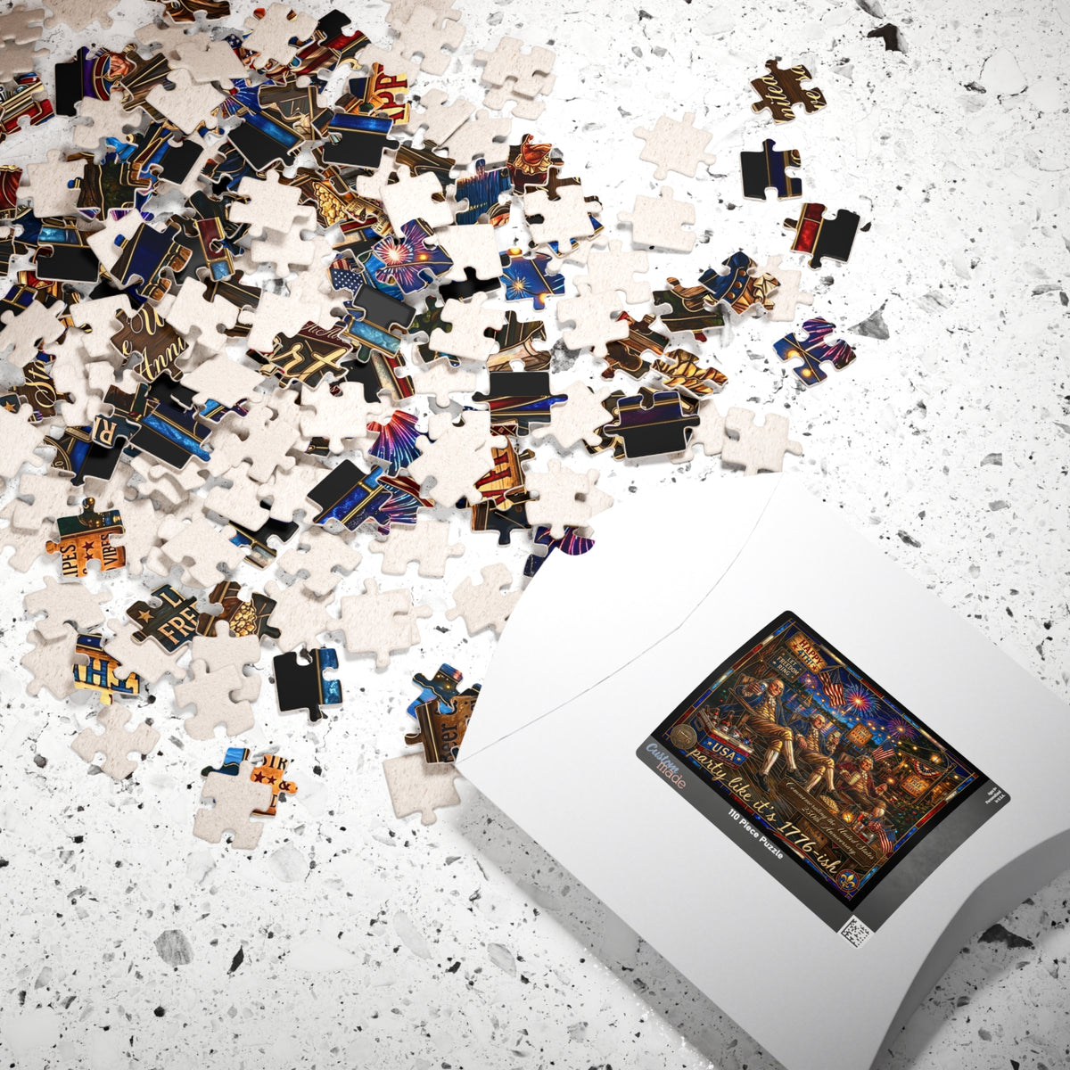 USA 250th Semiquincentennial 1776-2026 | America's Founding Fathers | Faux Stained-Glass Jigsaw Puzzle | BBQ Beer | Party Like It's 1776-ish