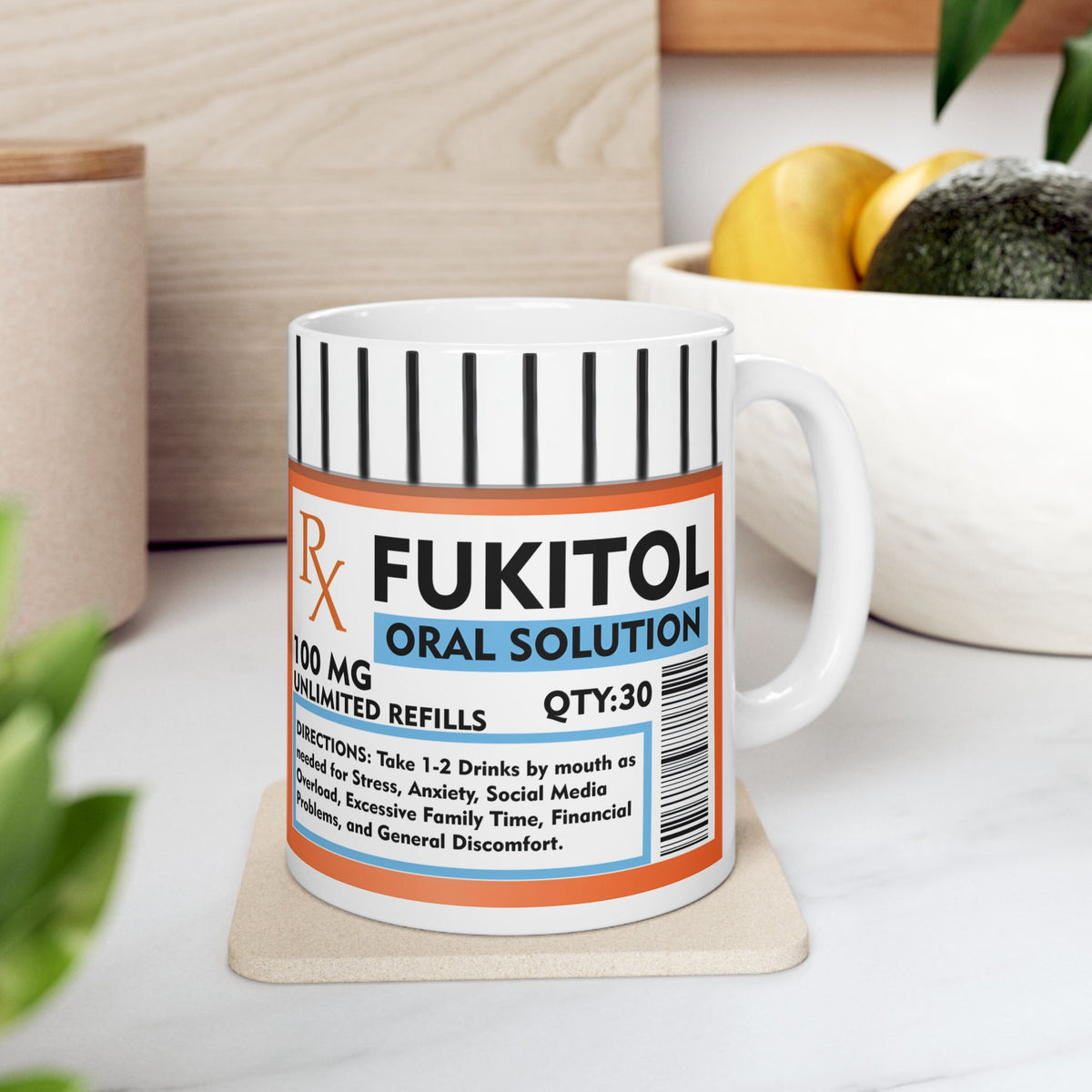 FUKITOL ORAL SOLUTION | Ceramic Coffee Mug | Perfect Gift for Doctors, Nurses, Pharmacists | 11 oz & 15 oz sizes