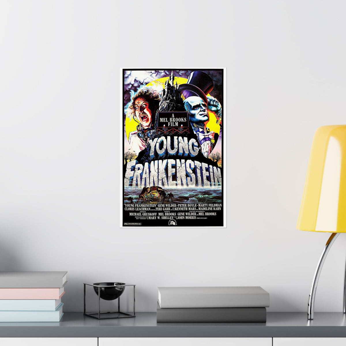 1974 'YOUNG FRANKENSTEIN' Vintage Movie Satin Poster | Classic Gothic Campy Horror & Madcap Comedy Wall Art | Horror Film Buff Gift, 3 Sizes