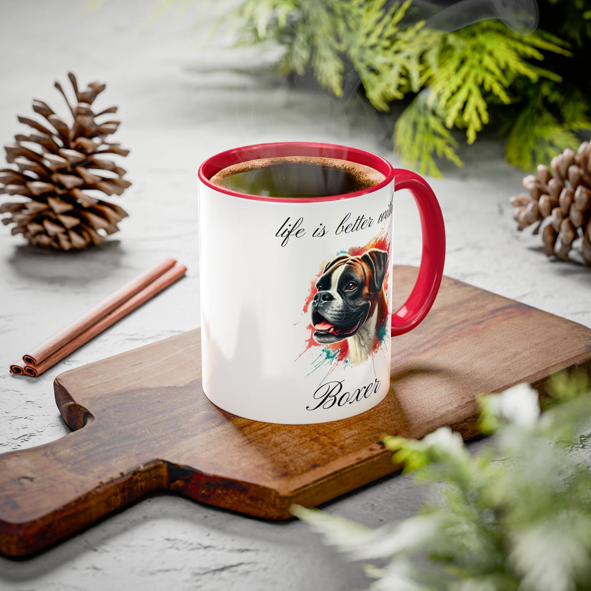 BOXER MUG "life is better with a Boxer" mug, Morning Coffee, Colorful Boxer Accent Coffee Mug, 12 Colors, 11 oz.