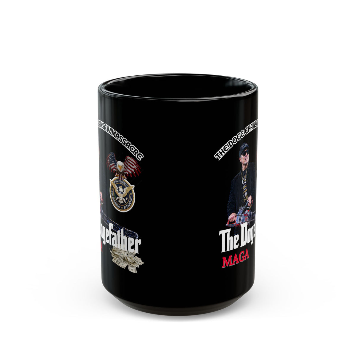 Black Mug (11oz, 15oz) - The Dogefather 'The DOGE CHAINSAW MASSACRE' | Gift For Family, Friends, & Office, Funny Coffee Cup, Novelty Tea