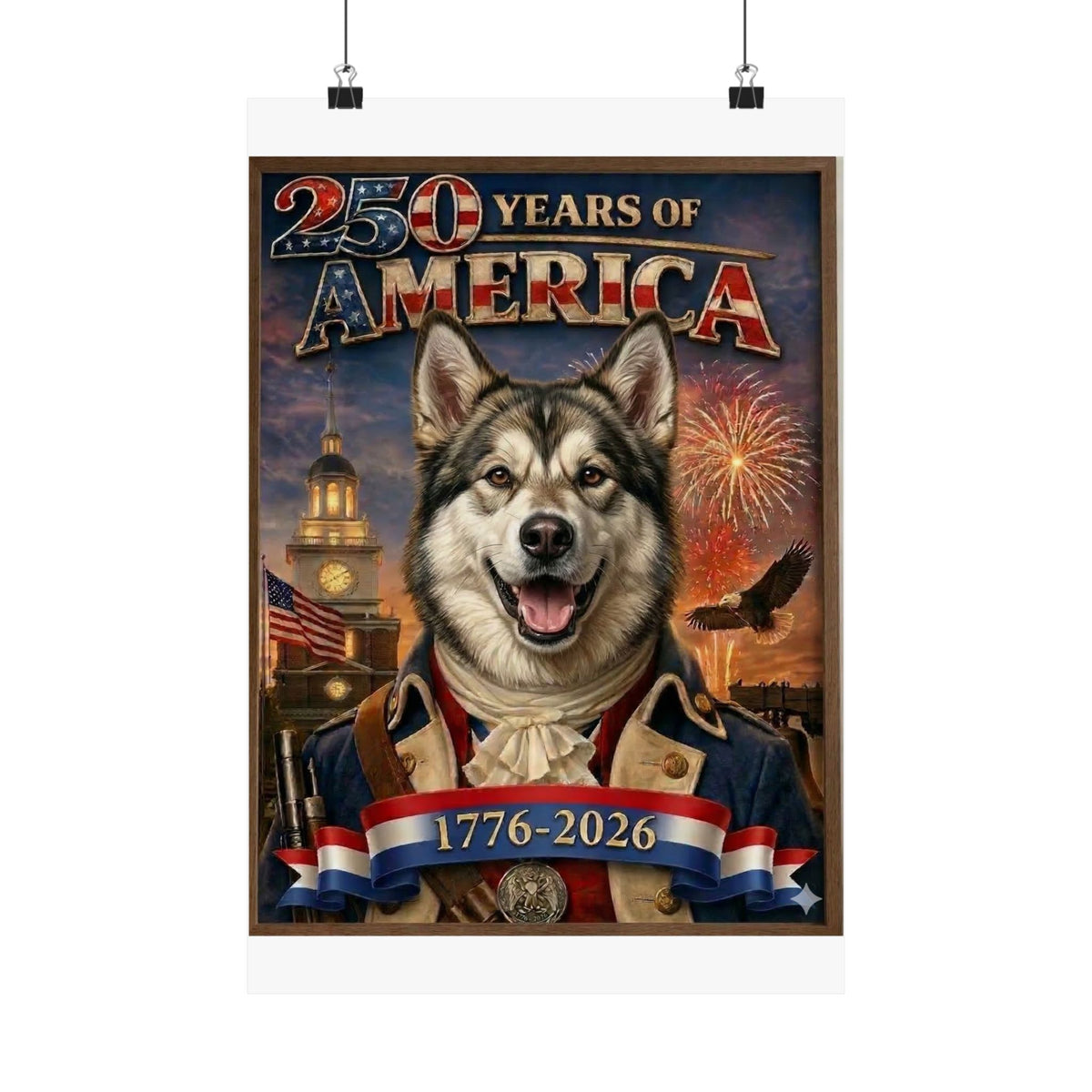 Patriotic GERMAN SHEPHERD Poster Matte Vertical Poster | 250 Years of America 1776-2026, Fireworks