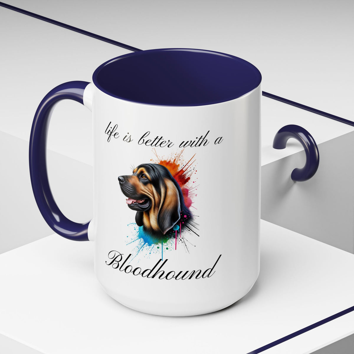 BLOODHOUND COFFEE MUG "life is better with a Bloodhound" coffee mug, Accent Coffee Mug, 5 Colors, 11, 15ozAccent Coffee Mug (11, 15oz)