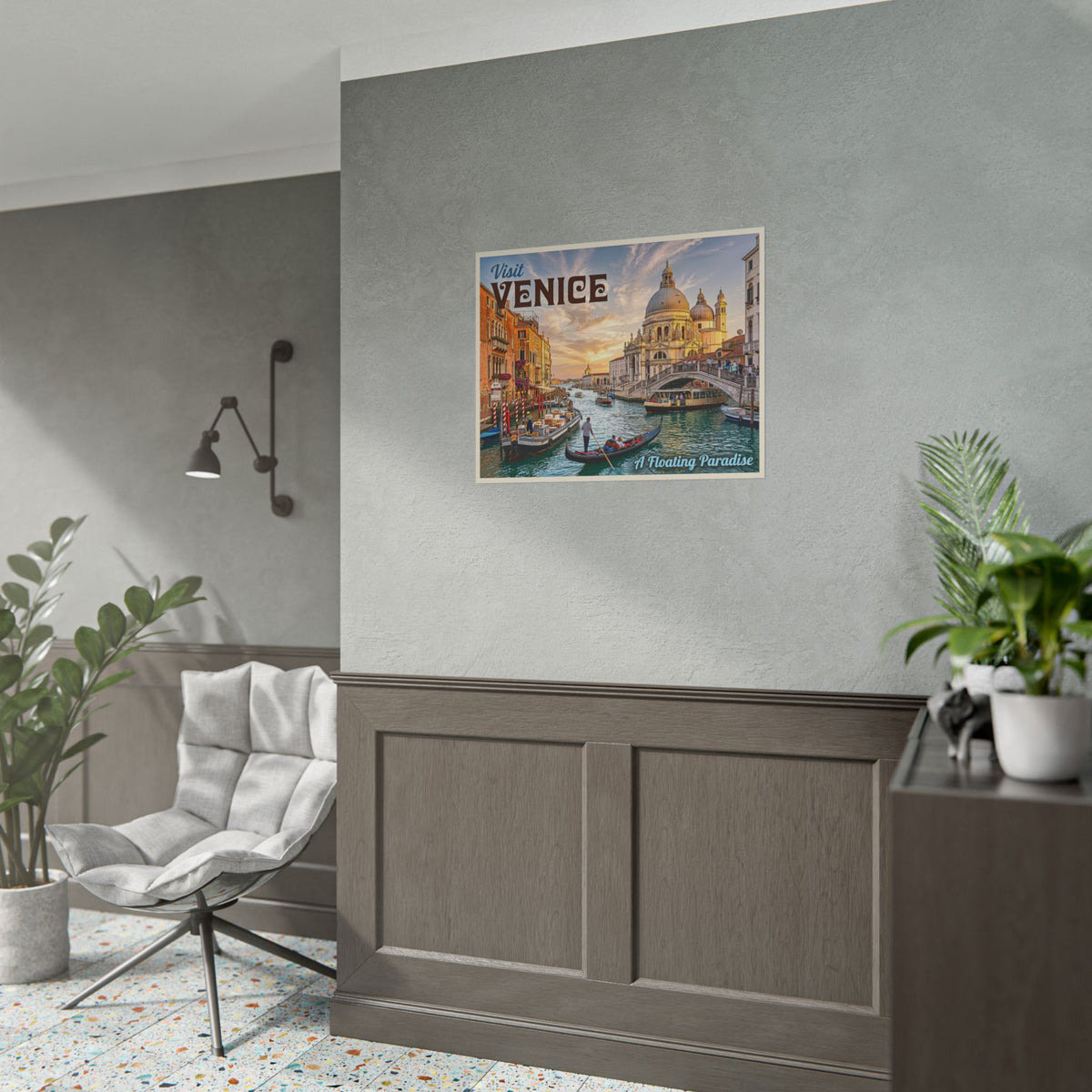 Venice Canal Sunset - Rolled Poster | Santa Maria della Salute Wall Art | Italian Architecture | Italian Gondola Poster | Italy Travel Décor