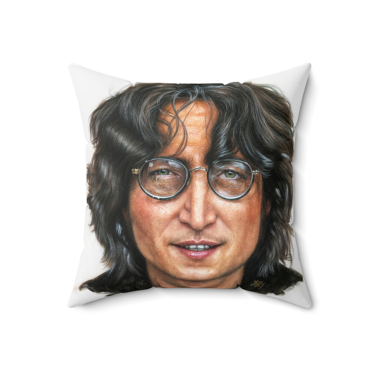 Soft Spun Polyester Square Pillow - John Lenin - Stylish Decorative Accent Cushion for Sofa, Bed and Home Décor - Durable & Comfortable