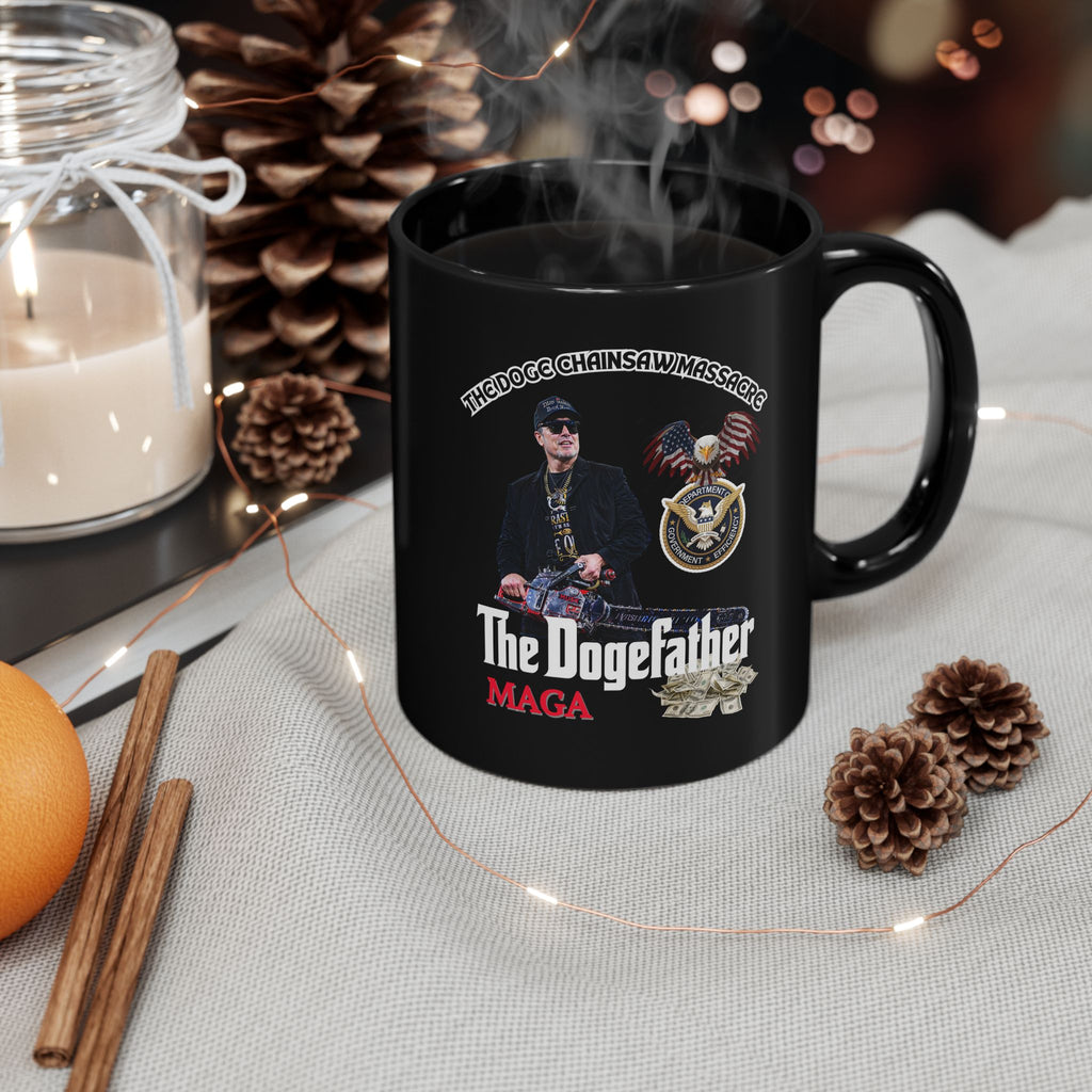 Black Mug (11oz, 15oz) - The Dogefather 'The DOGE CHAINSAW MASSACRE' | Gift For Family, Friends, & Office, Funny Coffee Cup, Novelty Tea