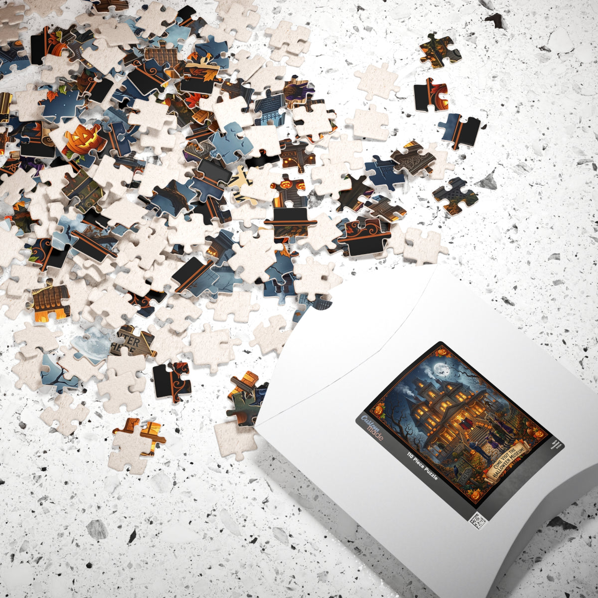 The "Halloween Museum" Jigsaw Puzzle| Haunted Victorian Mansion & Classic Monsters| Spooky Trick or Treat Scene | Vintage Autumn Jigsaw Gift