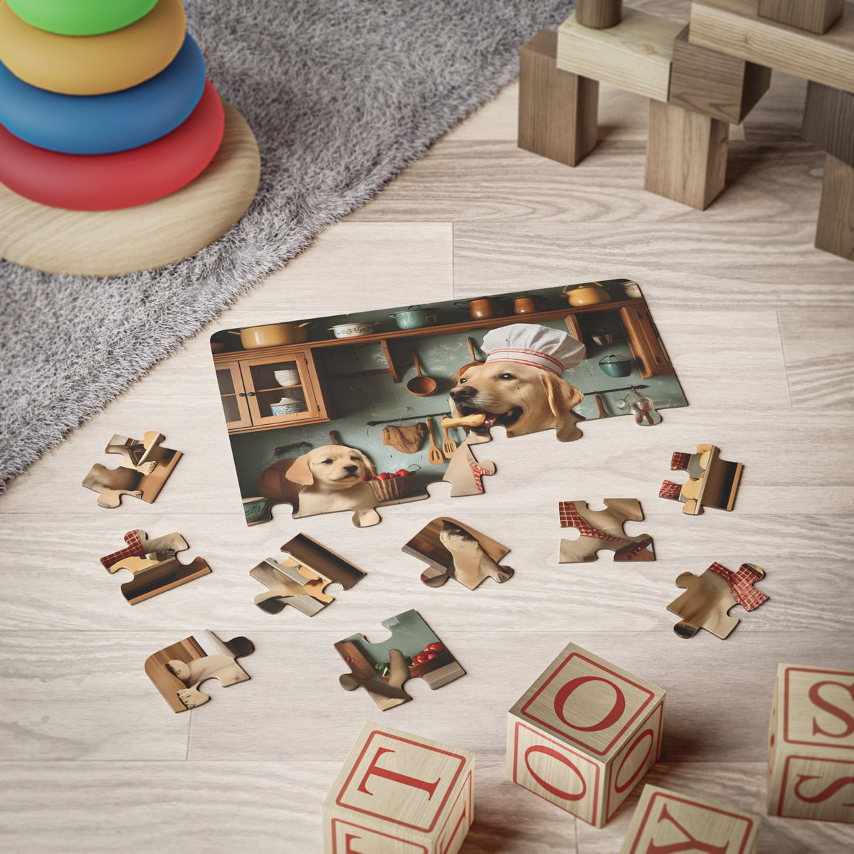 Golden Retriever Dog & Cute Puppy Baking | Kids' Puzzle, 30-Piece | Educational Toys, Family Game Night, Kids Gifts, Pet Lovers, Interactive Learning