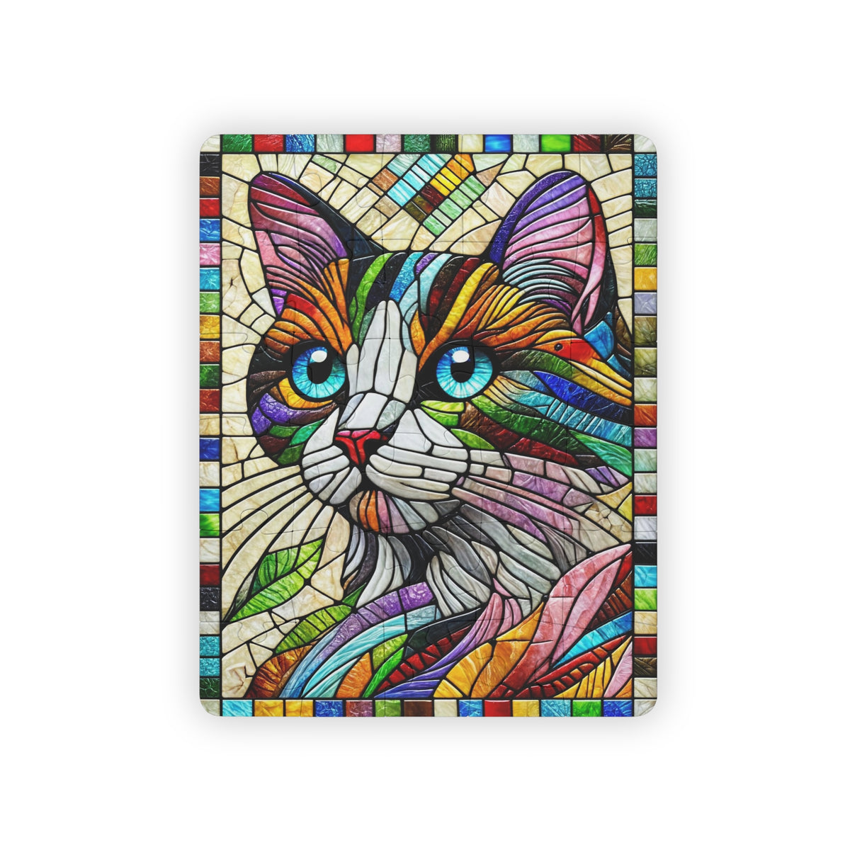 Cat Image | Kids' Jigsaw Puzzle | 30-Piece | Stained-Glass Theme