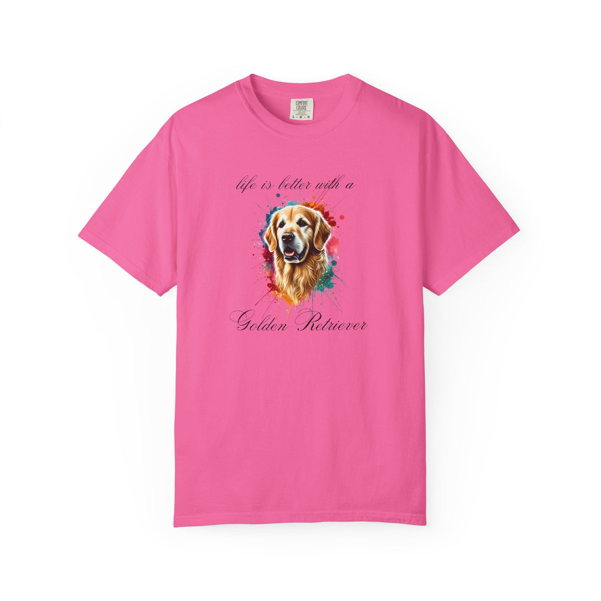 "Life is Better with a Golden Retriever" Watercolor Graphic Unisex Tee | 8 colors, 6 sizes (S,M,L,XL,2XL,3XL)