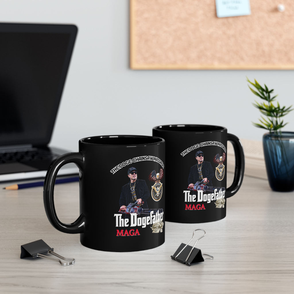 Black Mug (11oz, 15oz) - The Dogefather 'The DOGE CHAINSAW MASSACRE' | Gift For Family, Friends, & Office, Funny Coffee Cup, Novelty Tea
