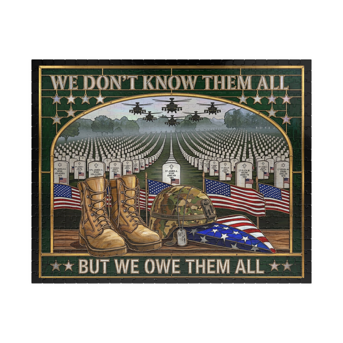 USA Military Tribute Jigsaw Puzzle 110, 252, 520, Piece Game | Memorial Day, July 4th-USA 250th Semiquincentennial Anniversary, Veterans Day