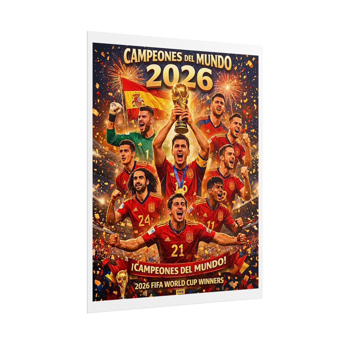 Spain 2026 World Cup Champions Poster | Campeones Del Mundo Wall Art | Spanish National Team Football Fan Sports Decor| FIFA Soccer Wall Art