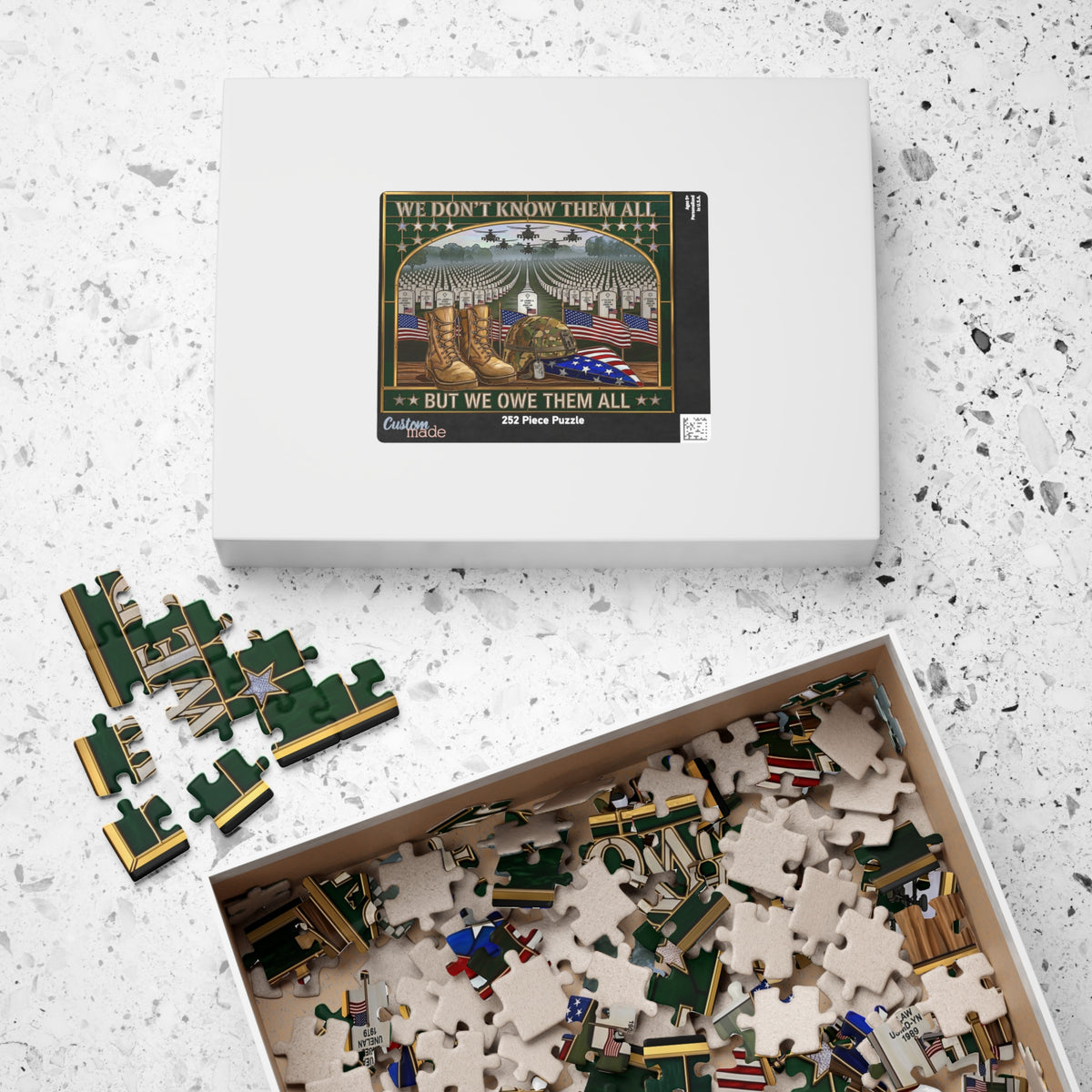 USA Military Tribute Jigsaw Puzzle 110, 252, 520, Piece Game | Memorial Day, July 4th-USA 250th Semiquincentennial Anniversary, Veterans Day