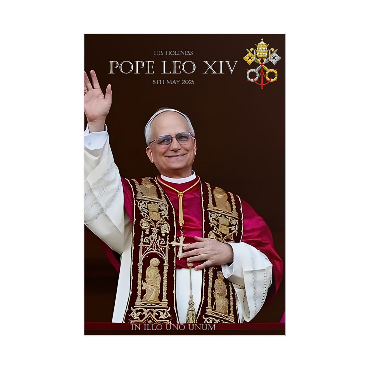 Pope Leo XIV Rolled Poster | Vintage Religious Decor | Papal Art for Home, Office, Faith Inspiration, Catholic Gift Ideas