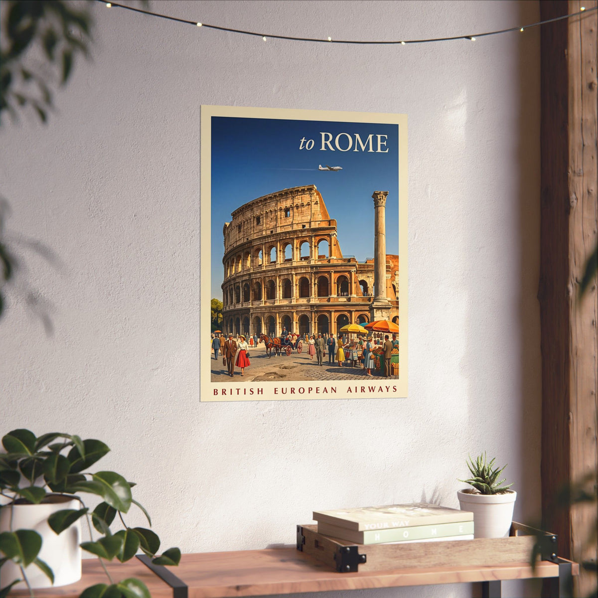 Vintage Rome Italy Travel | Matte Vertical Poster | Colosseum Mid-Century Art Deco Art | Retro Italian Cityscape Print | Ancient Rome Decor