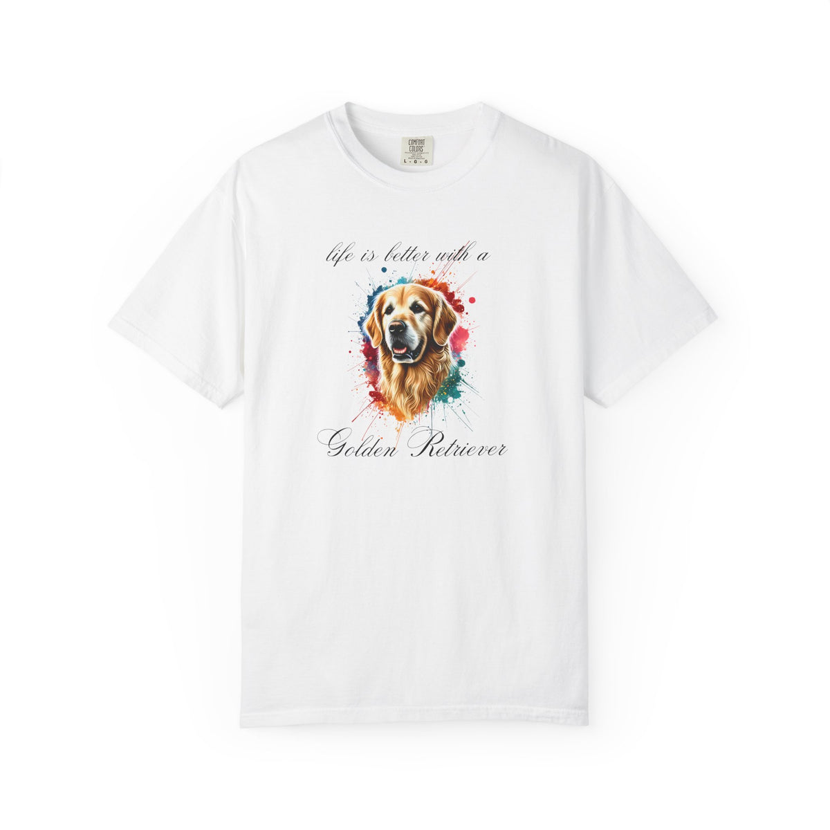 "Life is Better with a Golden Retriever" Watercolor Graphic Unisex Tee | 8 colors, 6 sizes (S,M,L,XL,2XL,3XL)