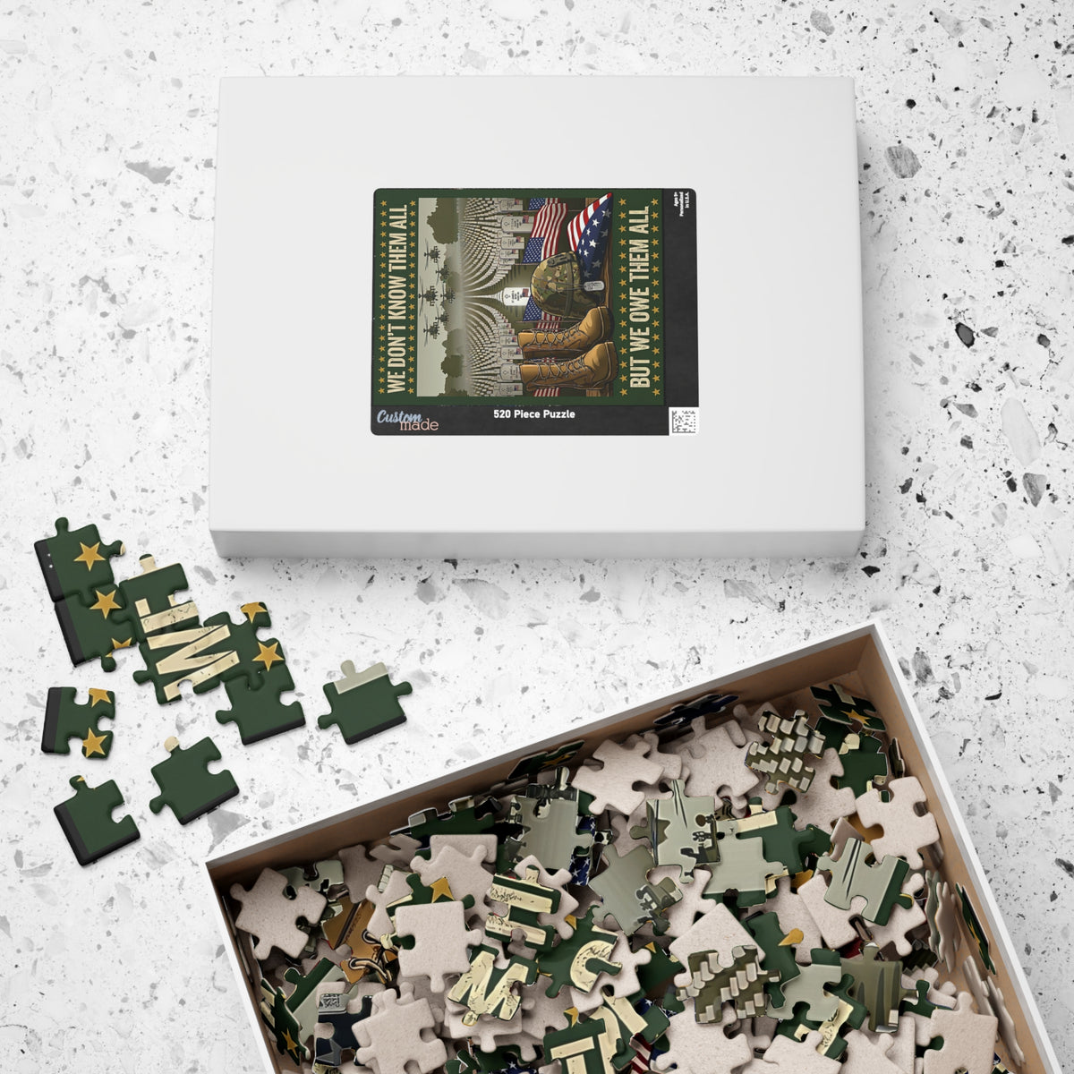 USA Military Tribute Jigsaw Puzzle 110, 252, 520, Piece Game | Memorial Day, July 4th-USA 250th Semiquincentennial Anniversary, Veterans Day