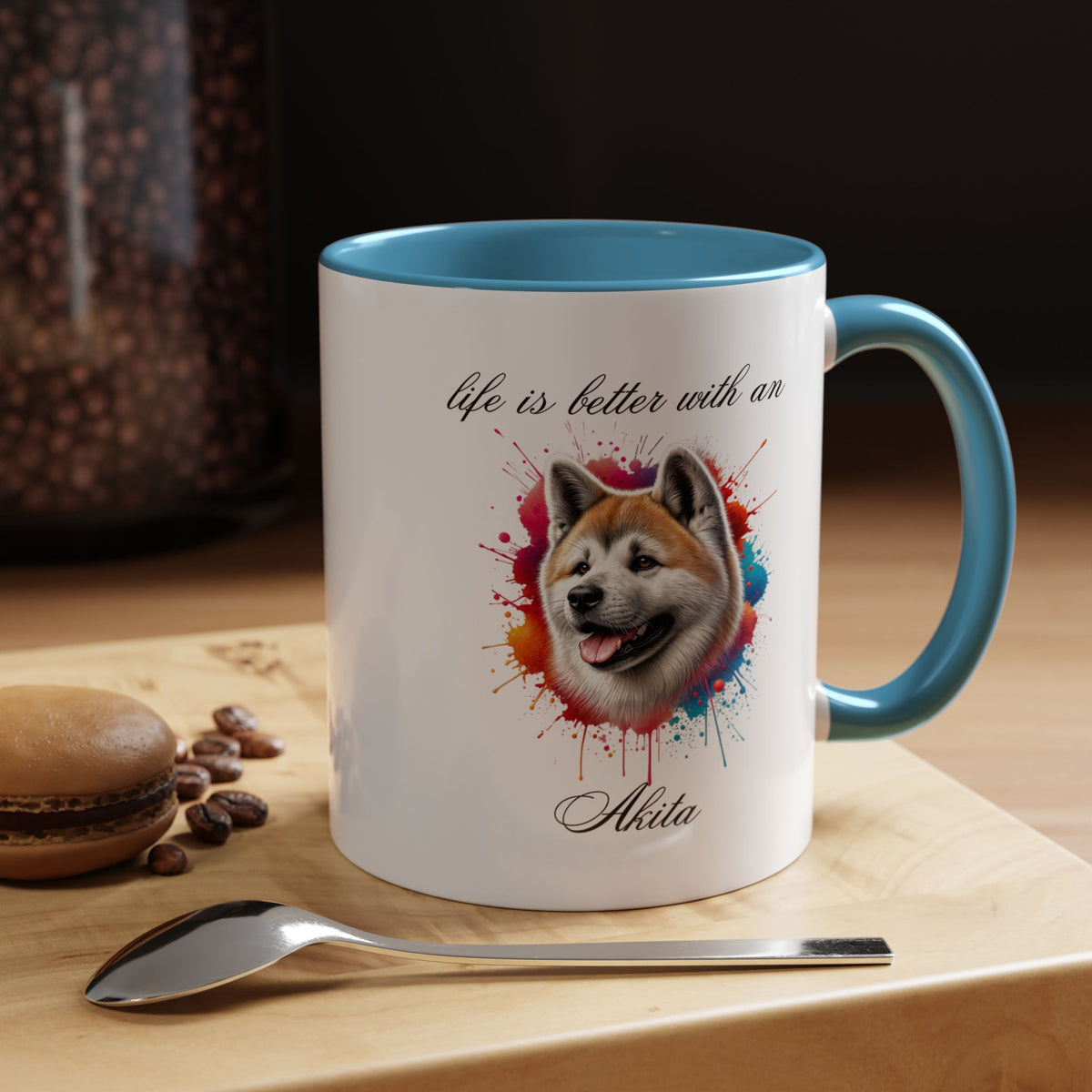 AKITA MUG "life is better with an AKITA"  mug, Morning Coffee, Accent Akita Coffee Mug, 5 Colors (11, 15oz)