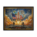 Artemis II 2026 Rocket Launch Rolled Poster | Lunar Flag Space Artwork