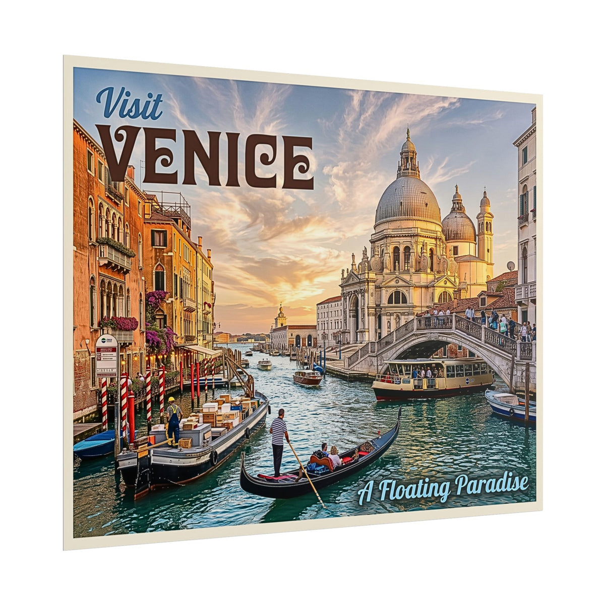 Venice Canal Sunset - Rolled Poster | Santa Maria della Salute Wall Art | Italian Architecture | Italian Gondola Poster | Italy Travel Décor