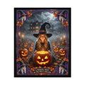 A Magical Night in the Misty Hollow| Textured Watercolor Matte Poster| Cute Halloween Witch, Glowing Jack-o'-Lanterns| Gift for Kids, Adults
