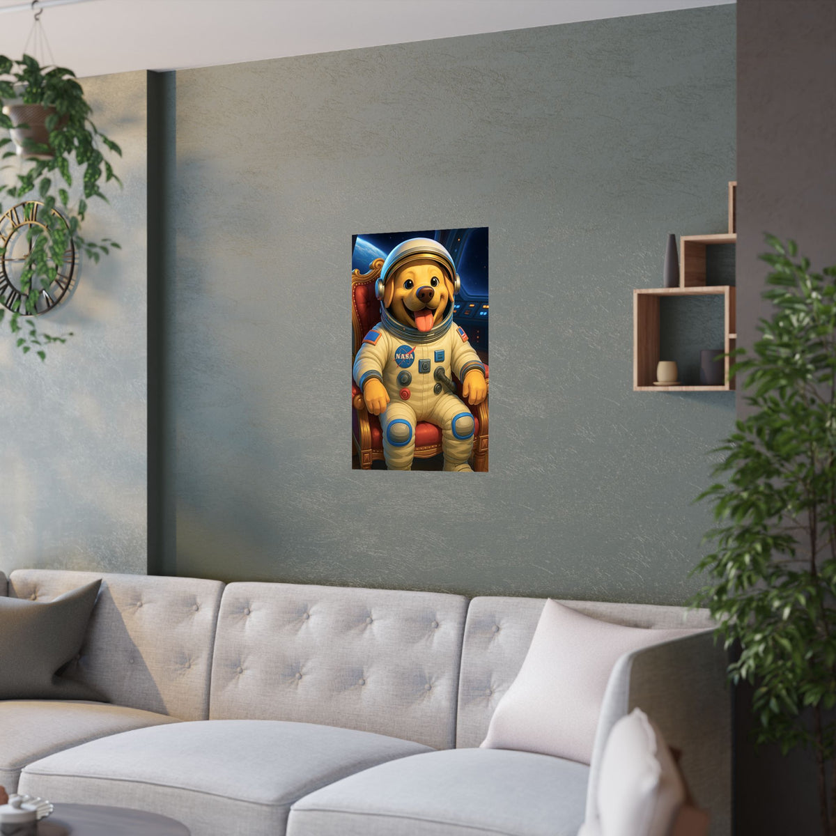 Art Print, ASTRONAUT LABRADOR RETRIEVER Cartoon, Unique Wall Décor, Dog Lover Gift, Fun Home Decoration, Pet Birthday Gift, Animal Poster