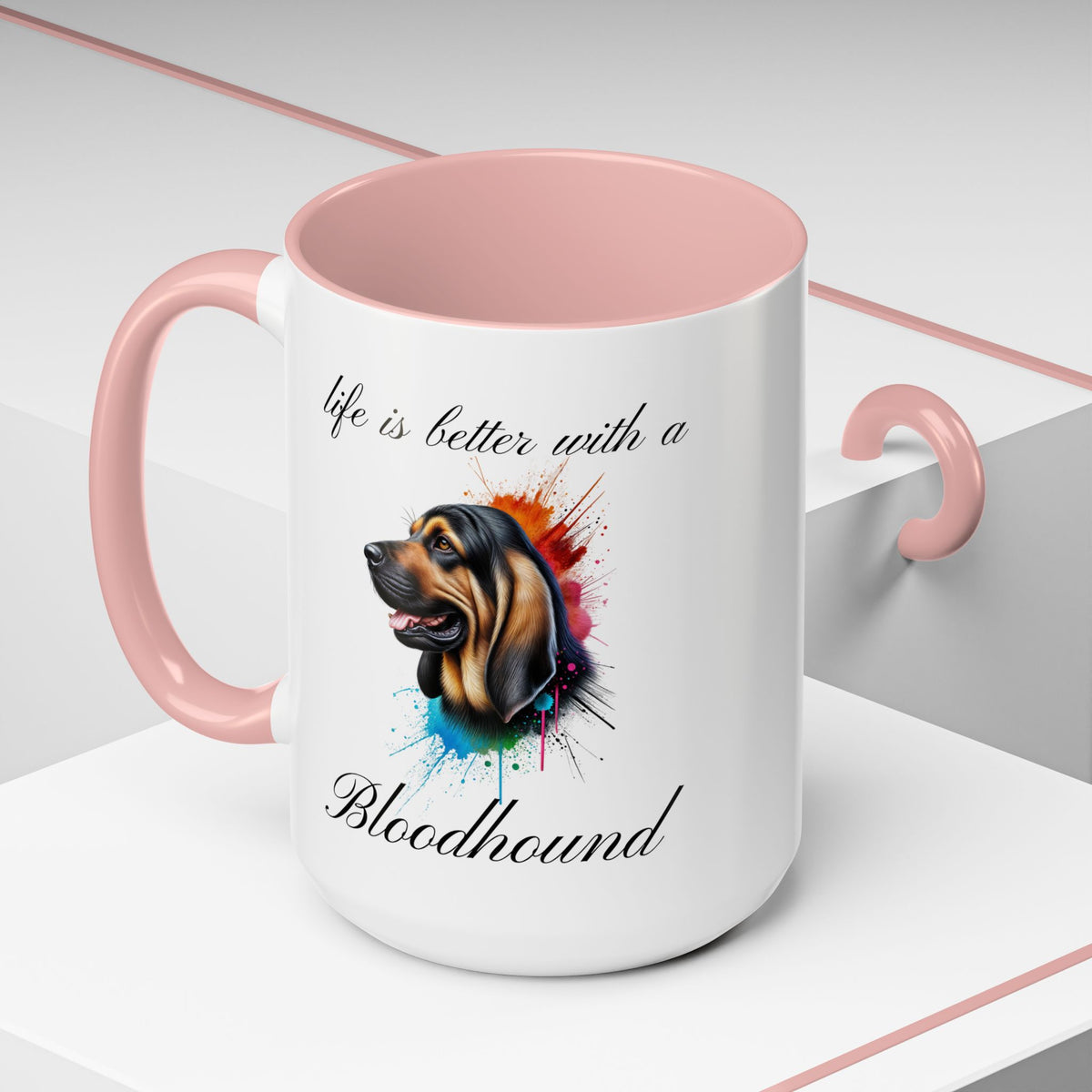 BLOODHOUND COFFEE MUG "life is better with a Bloodhound" coffee mug, Accent Coffee Mug, 5 Colors, 11, 15ozAccent Coffee Mug (11, 15oz)