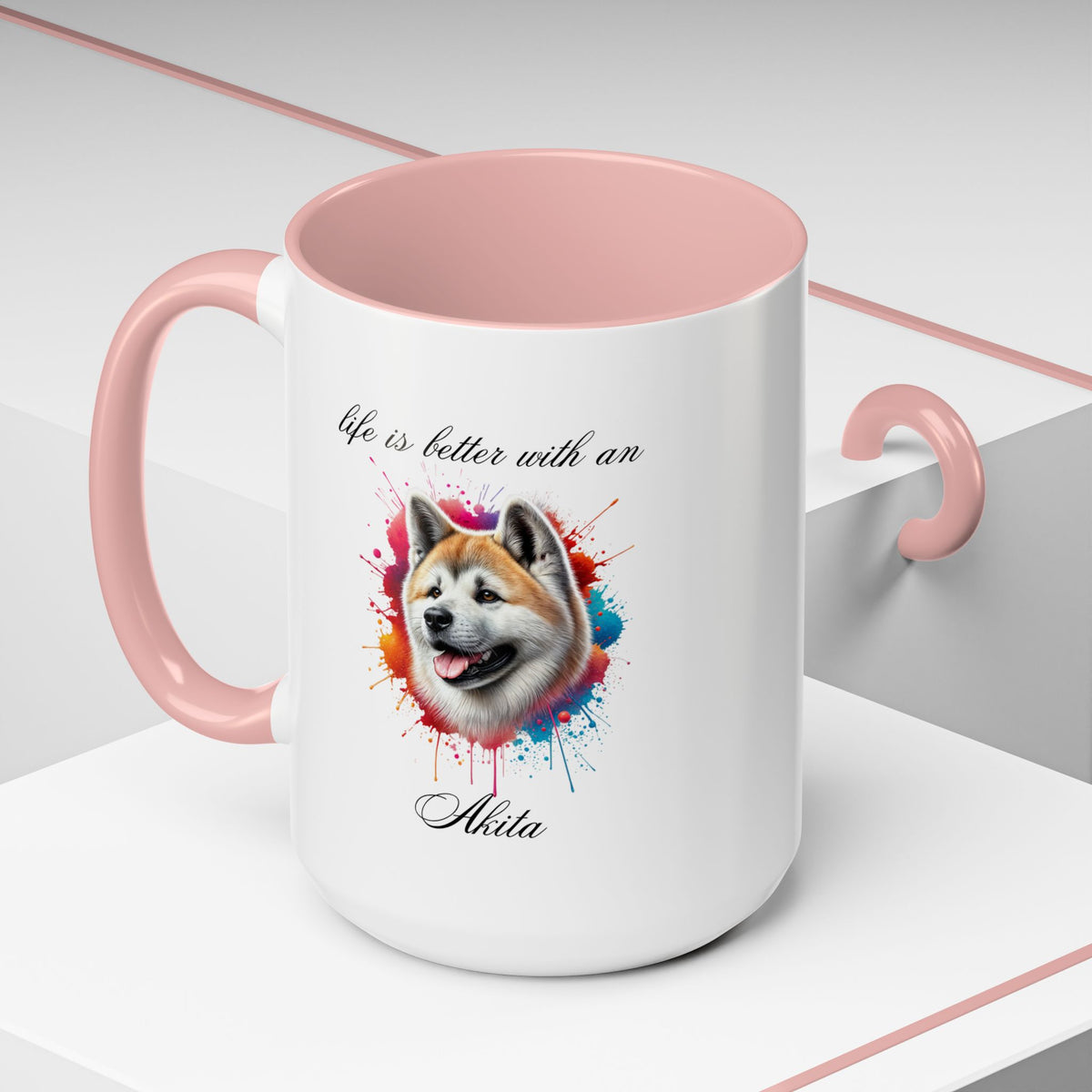 AKITA MUG "life is better with an AKITA"  mug, Morning Coffee, Accent Akita Coffee Mug, 5 Colors (11, 15oz)