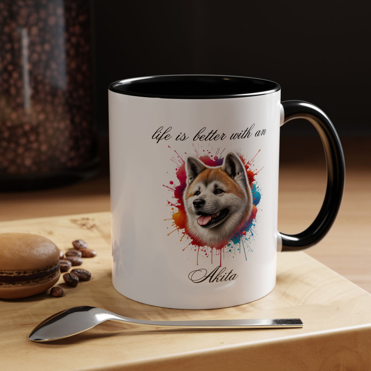 AKITA MUG "life is better with an AKITA"  mug, Morning Coffee, Accent Akita Coffee Mug, 5 Colors (11, 15oz)