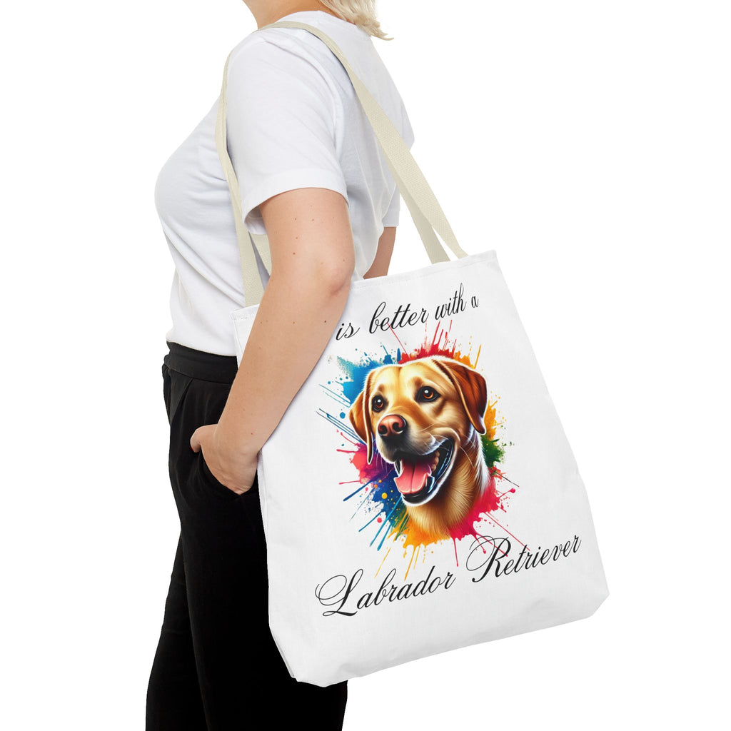 LABRADOR RETRIEVER "life is better with a" Tote Bag Polyester Bag Travel Shopping Bag Travel Tote Grocery Bag Eco Friendly Bag Gift Idea
