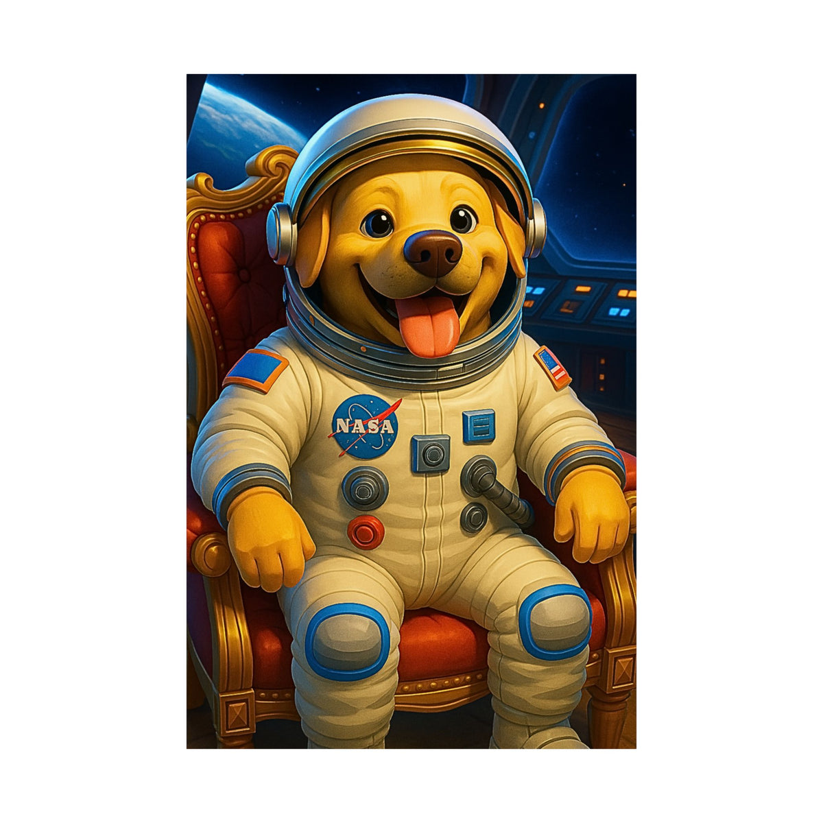 Art Print, ASTRONAUT LABRADOR RETRIEVER Cartoon, Unique Wall Décor, Dog Lover Gift, Fun Home Decoration, Pet Birthday Gift, Animal Poster