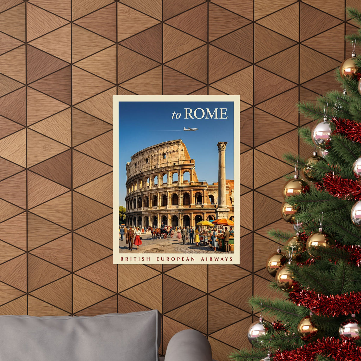 Vintage Rome Italy Travel | Matte Vertical Poster | Colosseum Mid-Century Art Deco Art | Retro Italian Cityscape Print | Ancient Rome Decor