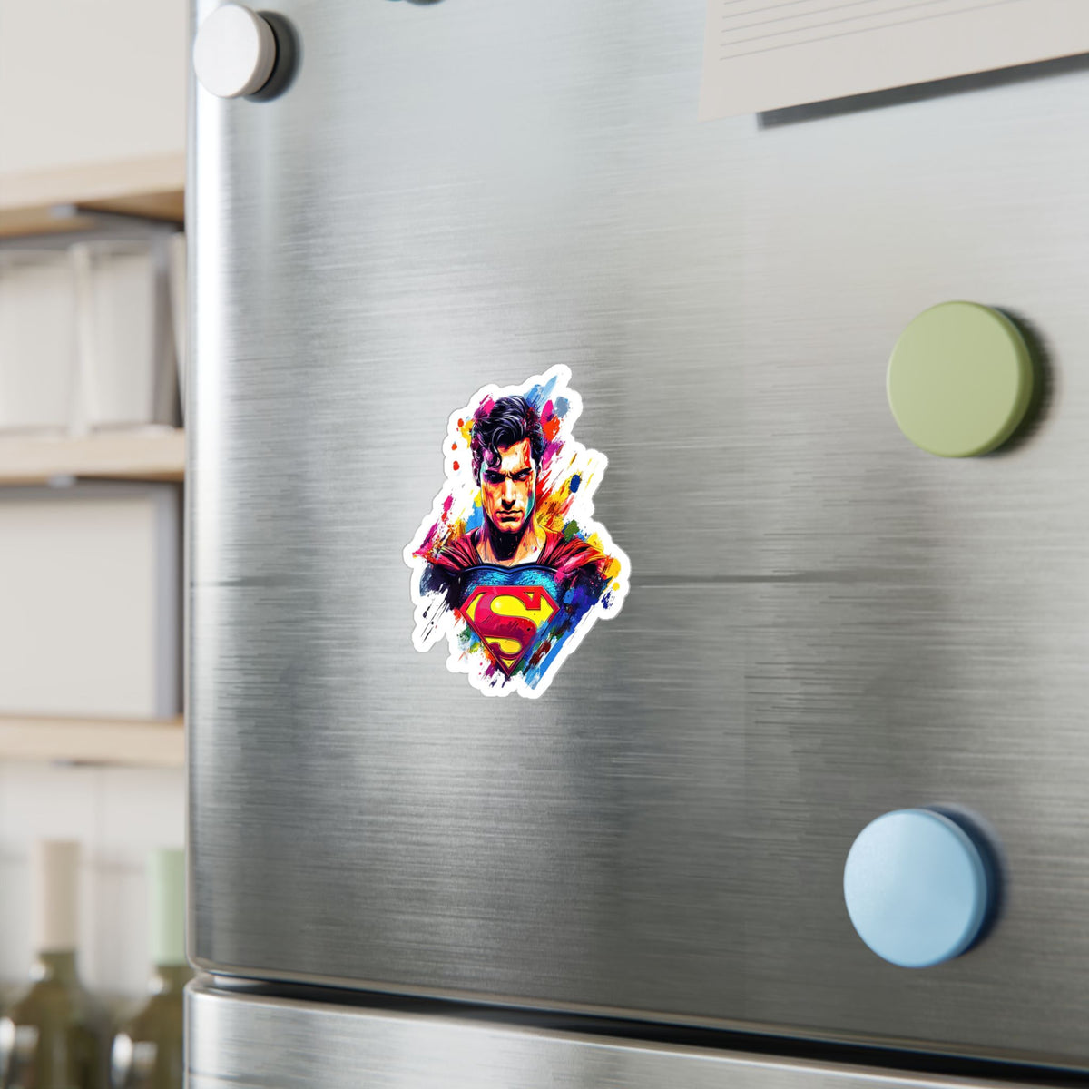 Vibrant Superman Kiss-Cut Vinyl Decals, Superhero Stickers, Wall Decor, Car Accessory, Gift for Fans, Comic Art