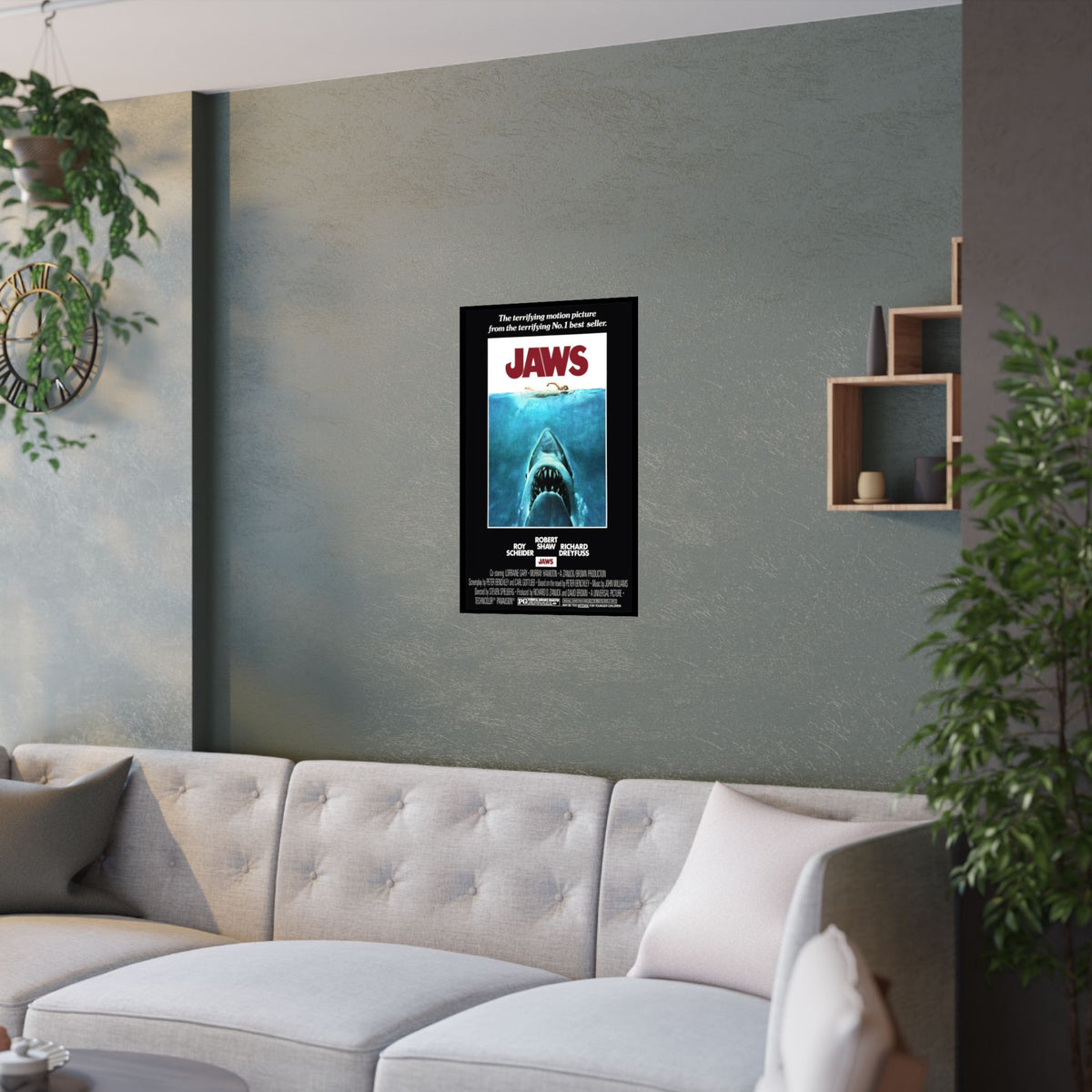 JAWS Satin Movie Poster, Original 1975 Release for JAWS (1975), Vintage Film Art, Perfect Gift for any Film Buff, Home/Office Décor, 3 sizes