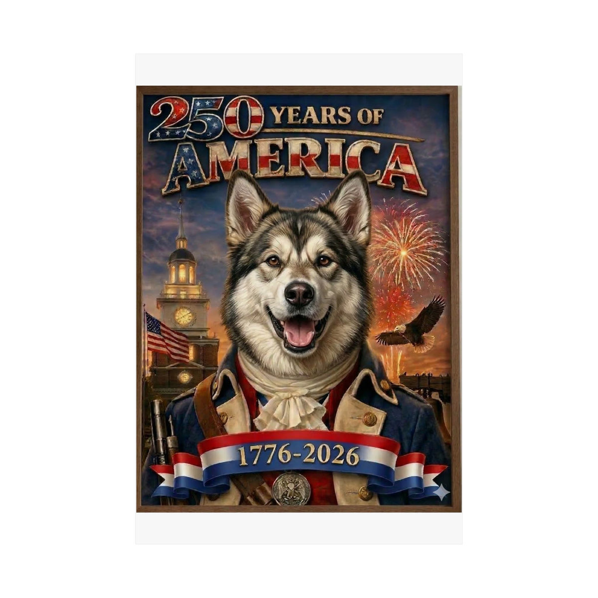 Patriotic GERMAN SHEPHERD Poster Matte Vertical Poster | 250 Years of America 1776-2026, Fireworks