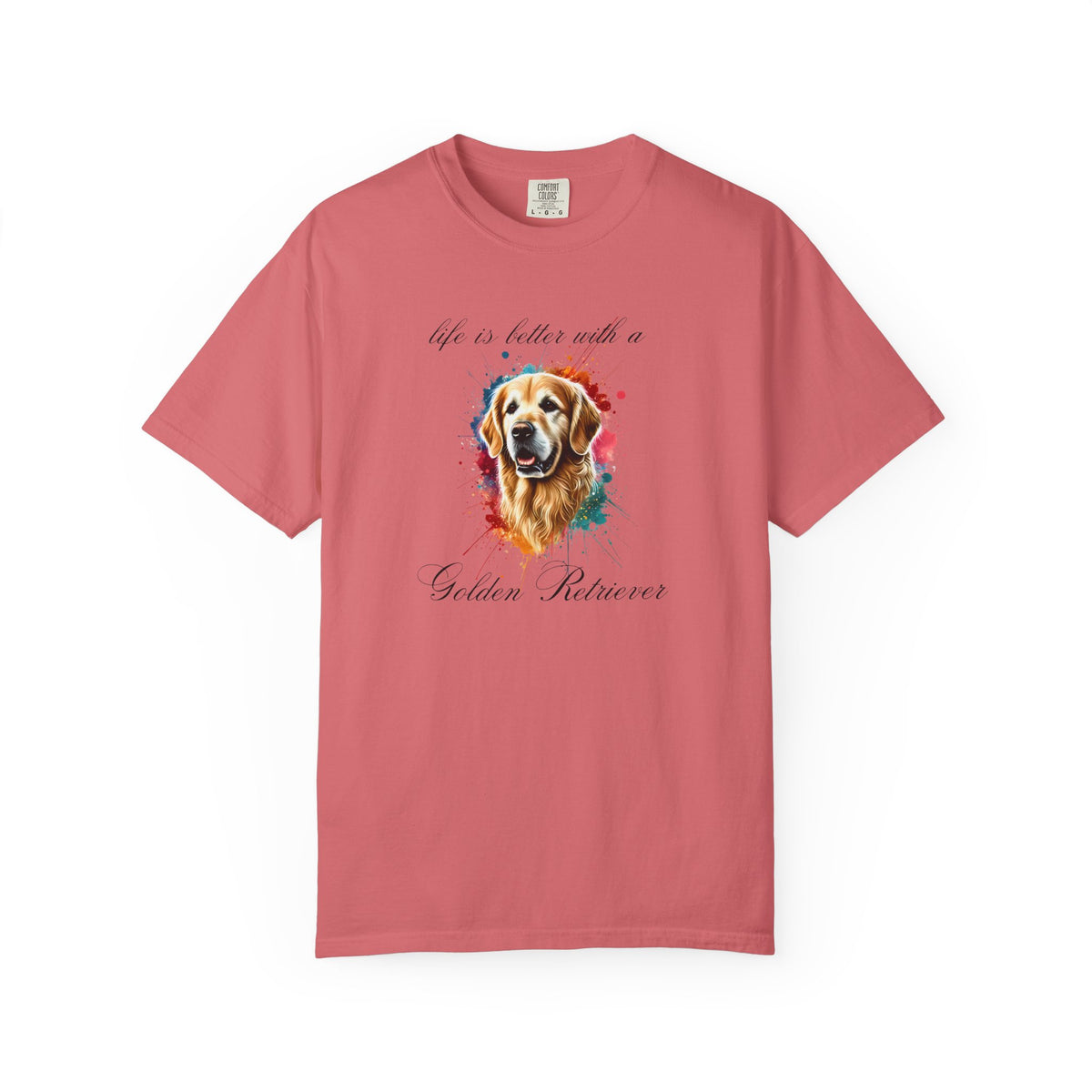 "Life is Better with a Golden Retriever" Watercolor Graphic Unisex Tee | 8 colors, 6 sizes (S,M,L,XL,2XL,3XL)