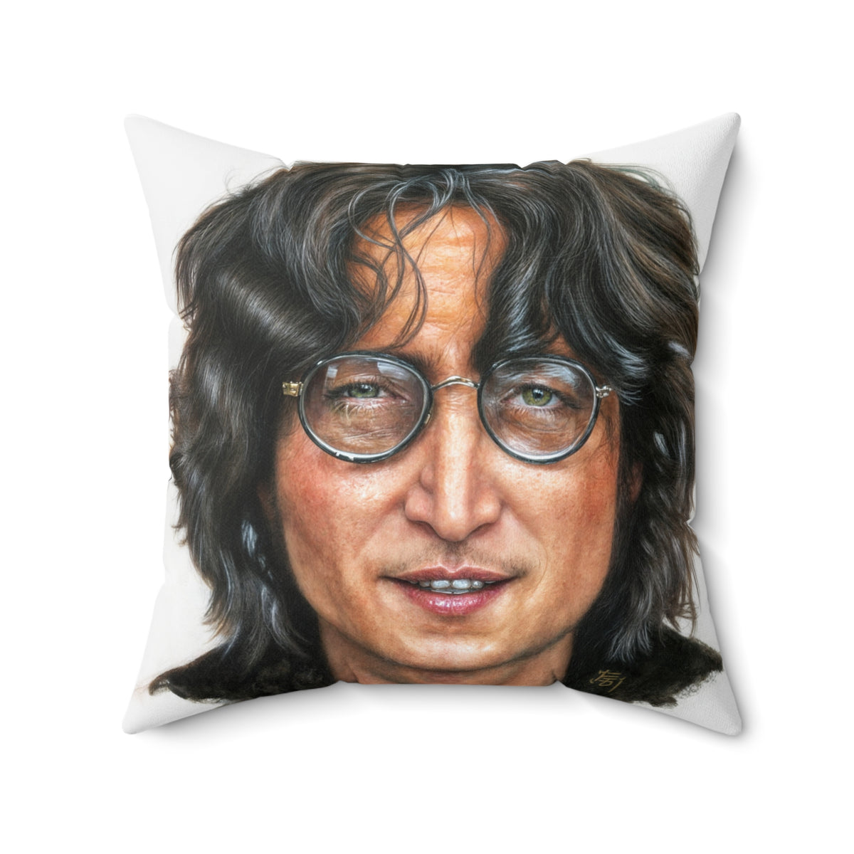 Soft Spun Polyester Square Pillow - John Lenin - Stylish Decorative Accent Cushion for Sofa, Bed and Home Décor - Durable & Comfortable