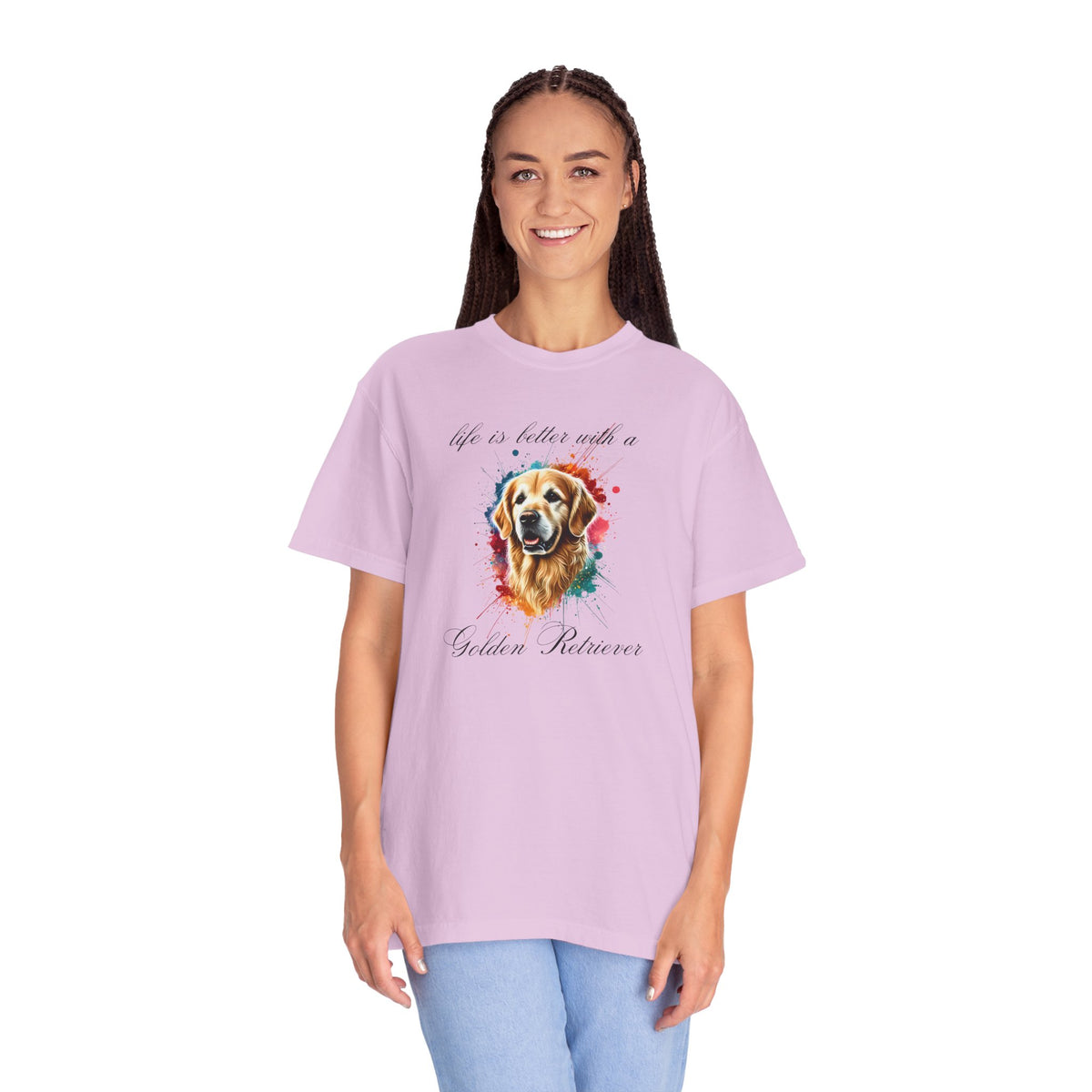 "Life is Better with a Golden Retriever" Watercolor Graphic Unisex Tee | 8 colors, 6 sizes (S,M,L,XL,2XL,3XL)